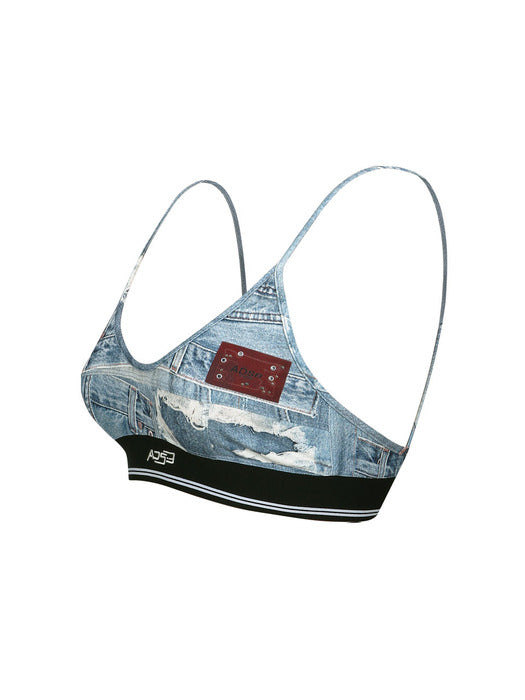 [andersson bell] (WOMEN) DENIM PRINTED BRA-TOP atb1112w(BLUE)