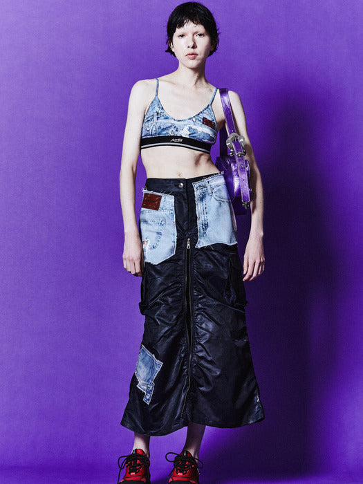 [andersson bell] (WOMEN) DENIM PRINTED BRA-TOP atb1112w(BLUE)