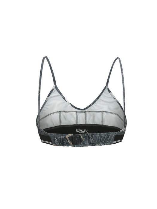 [andersson bell] (WOMEN) DENIM PRINTED BRA-TOP atb1112w(BLACK)