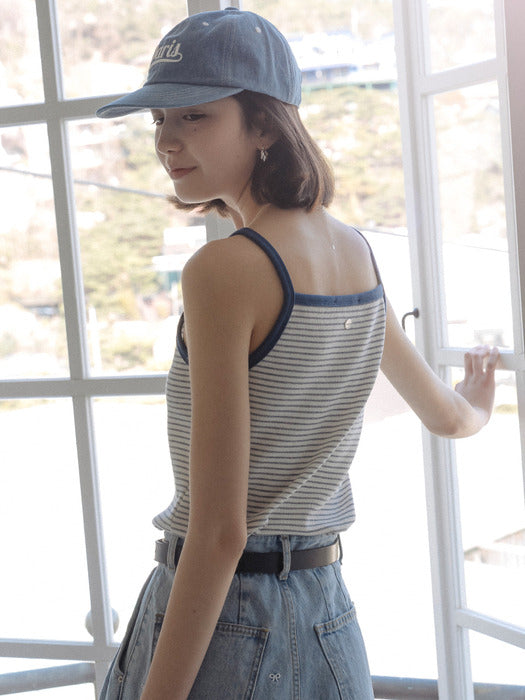 [TILLIDIE] Soft rib stripe sleeveless top_Navy