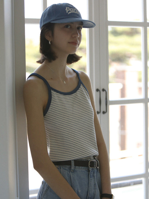 [TILLIDIE] Soft rib stripe sleeveless top_Navy