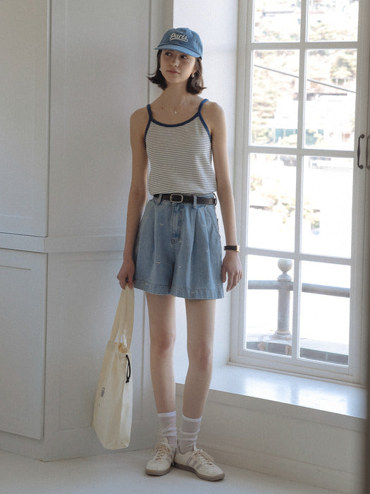 [TILLIDIE] Soft rib stripe sleeveless top_Navy