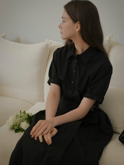 [TILLIDIE] Roll up shirt ops_Black