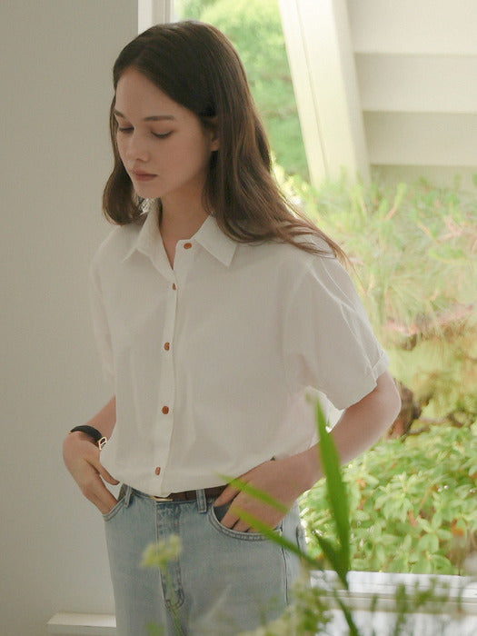 [TILLIDIE] Ann button point shirt_White
