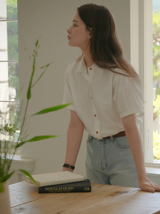 [TILLIDIE] Ann button point shirt_White
