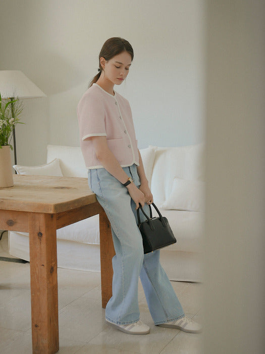 [TILLIDIE] Haper line tweed jacket_Pink