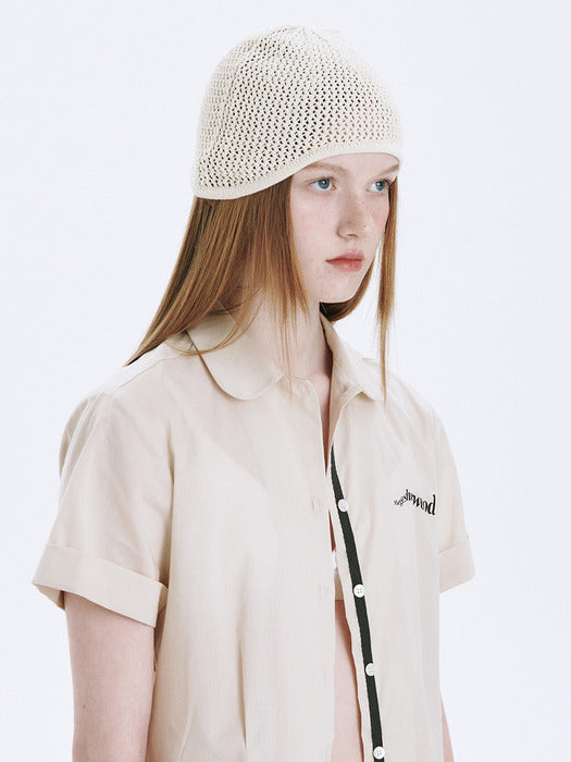 Margesherwood Crochet Round Beanie ivory