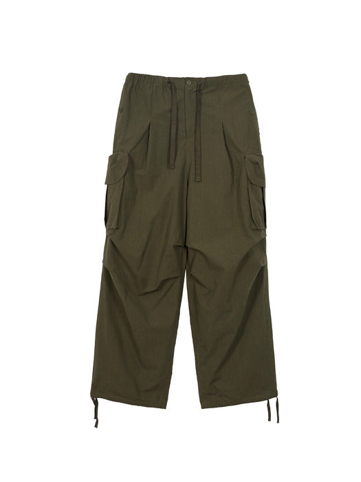 COTTON OUTPOCKET STRING PANTS_khaki