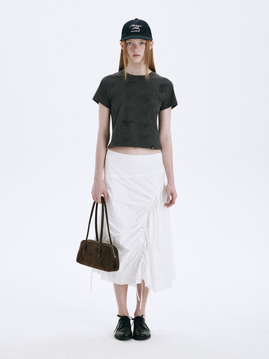 TWISTED SHIRRING SKIRT_off white
