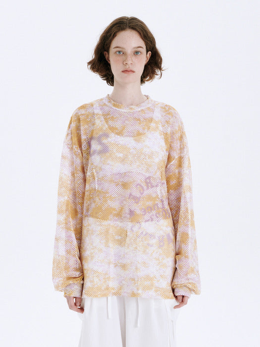 TIE-DYE MESH LONG SLEEVE_orange