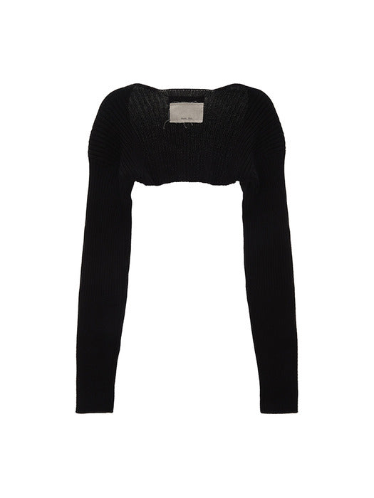 RIBBED BOLERO KNIT CARDIGAN IN BLACK