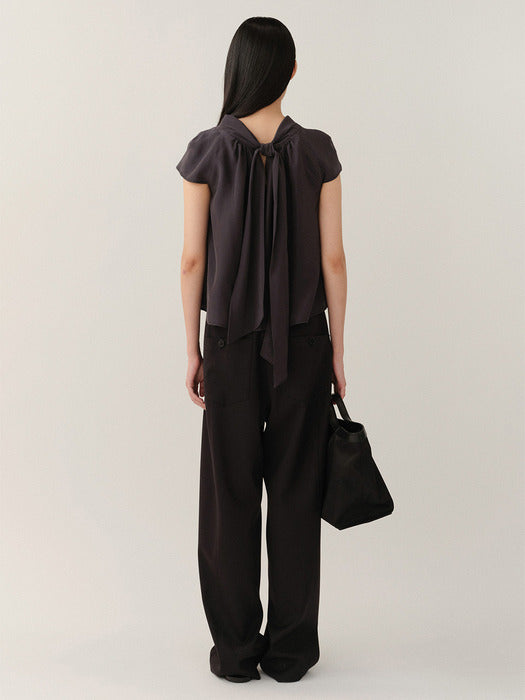 Kindersalmon Gather Blouse Dark-Navy