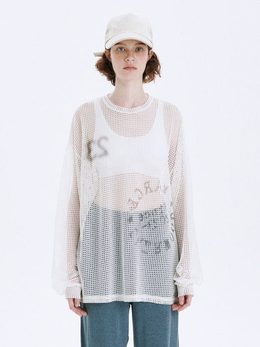 KNIT MESH LONG SLEEVE_off white