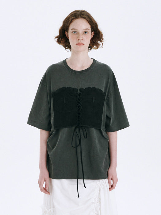 LACE-UP BUSTIER T-SHIRT_dark grey