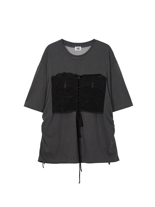 LACE-UP BUSTIER T-SHIRT_dark grey