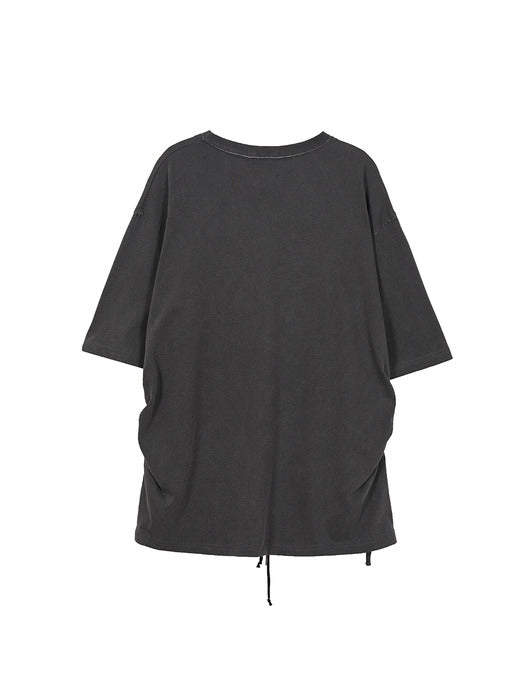 LACE-UP BUSTIER T-SHIRT_dark grey