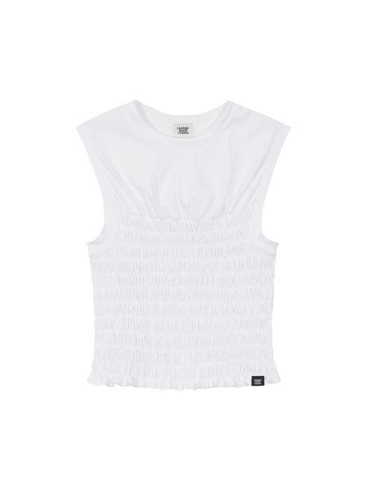 SMOCKING SLEEVELESS_white