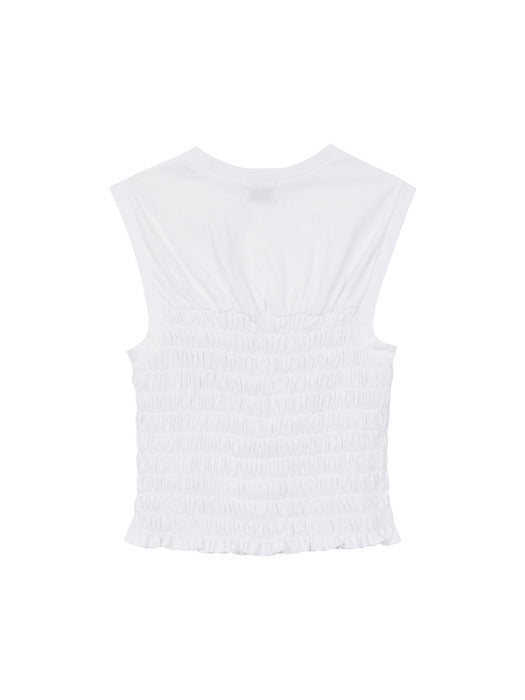 SMOCKING SLEEVELESS_white