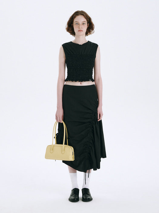 SMOCKING SLEEVELESS_black
