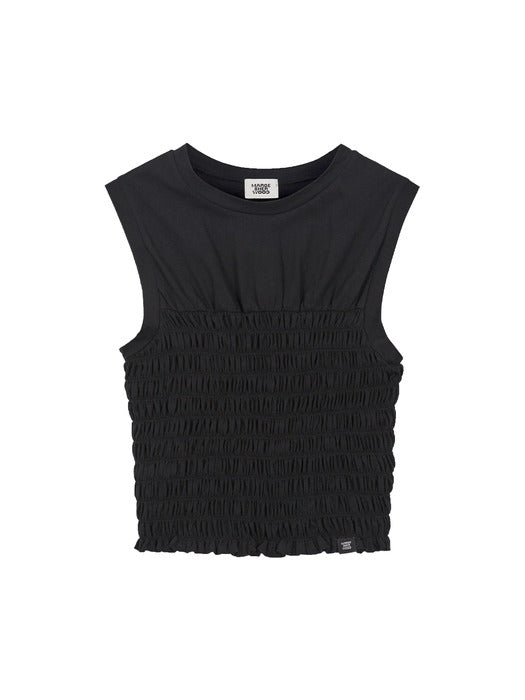 SMOCKING SLEEVELESS_black
