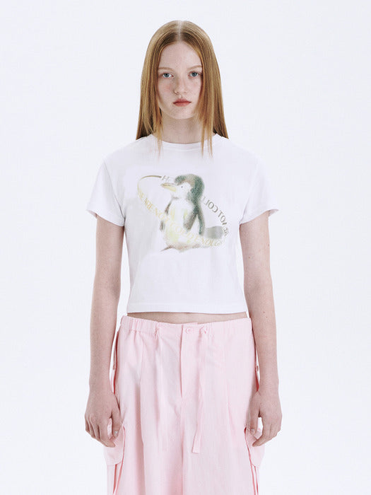 [SUSTAINABLE] PENGUIN SLIM CROP T-SHIRT_white