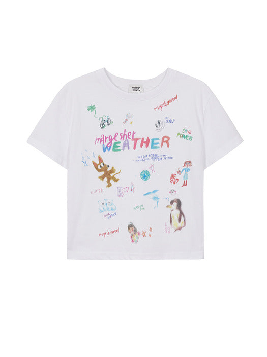 [SUSTAINABLE] DOODLE SLIM CROP T-SHIRT_white