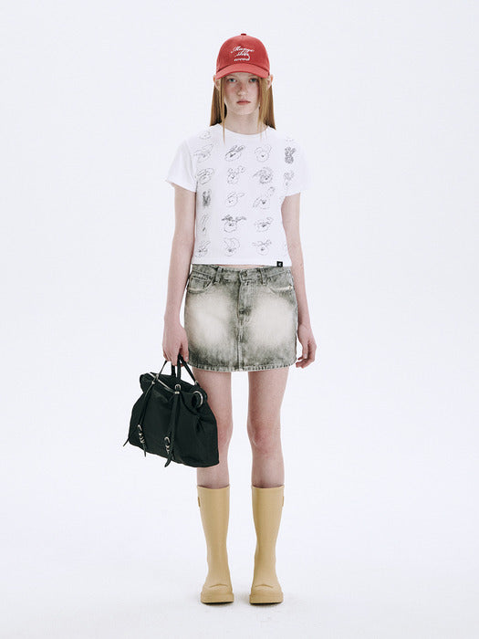 Margesherwood Color Spray Denim Skirt grey