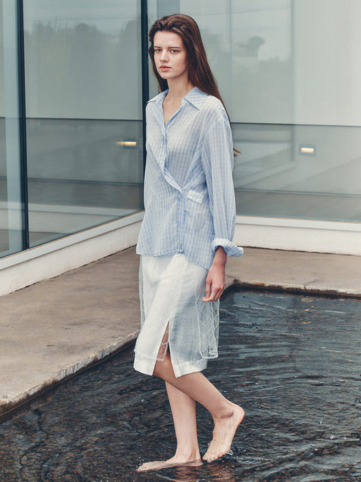 Loeuvre Open-collar cross oversized Shirt