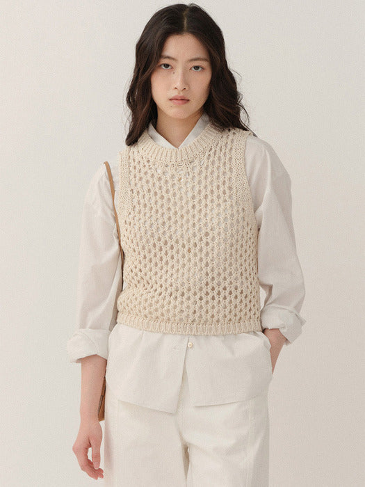 Kindersalmon Organic Knitted Vest Ecru
