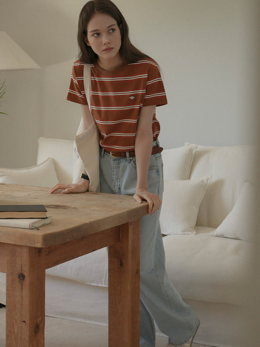 Tillidie Multi stripe cotton t-shirt Brown