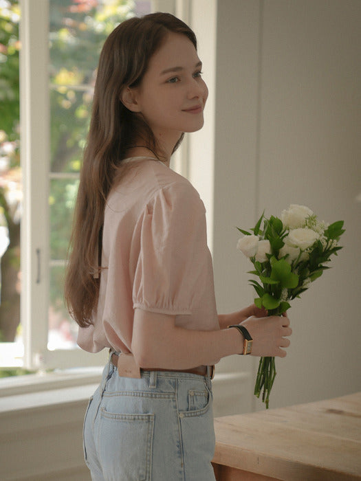 [TILLIDIE] Witty Back ribbon blouse_Pink