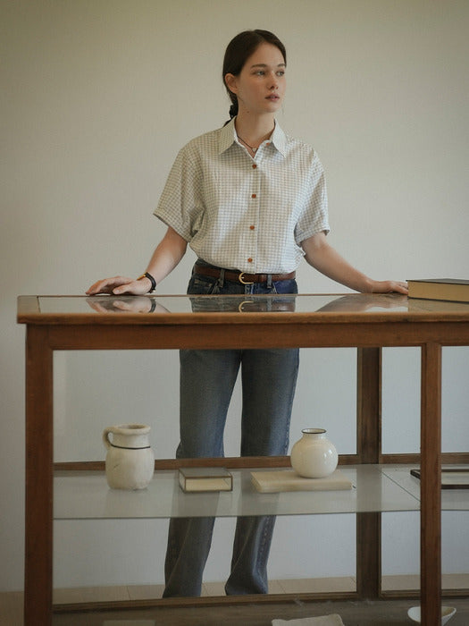 [TILLIDIE] Ann button point shirt_Gray