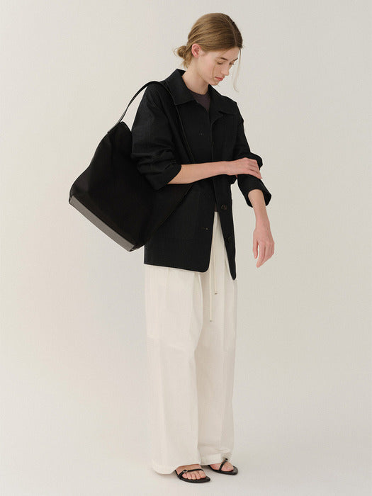 [Kindersalmon] Posell Nylon Shoulder Bag Black