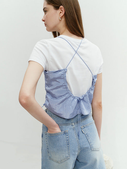 Dunst Woven String Blouse Light Blue