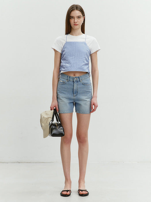 Dunst Woven String Blouse Light Blue