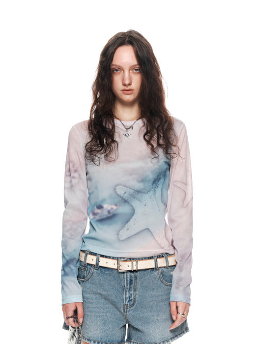 STARFISH MESH TOP IN PINK