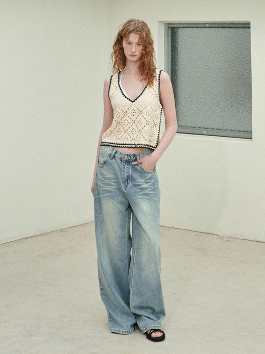 Raive Wide Denim Pants in L/Blue