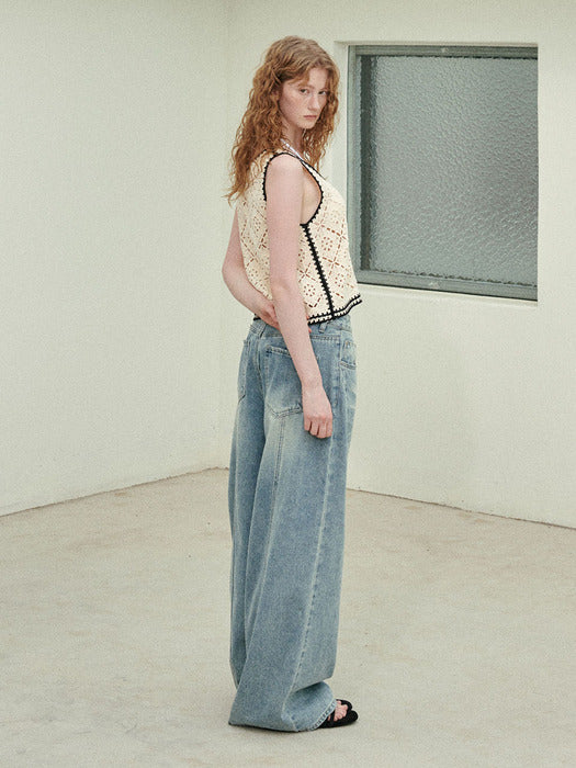 Raive Wide Denim Pants in L/Blue