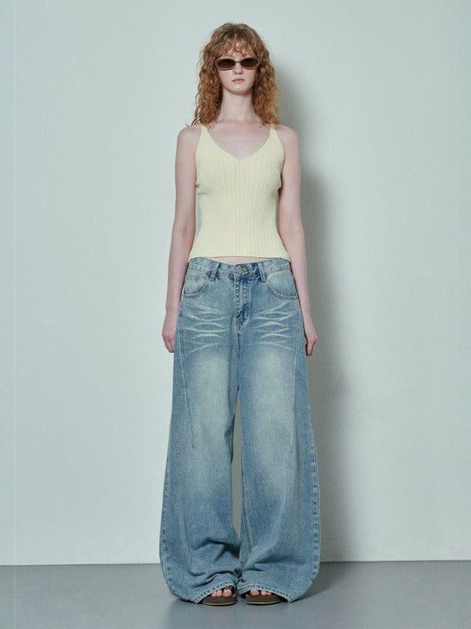 Raive Wide Denim Pants in L/Blue