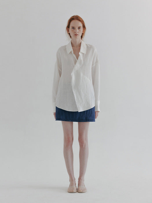 [moia] double mini skirt (blue stripe)