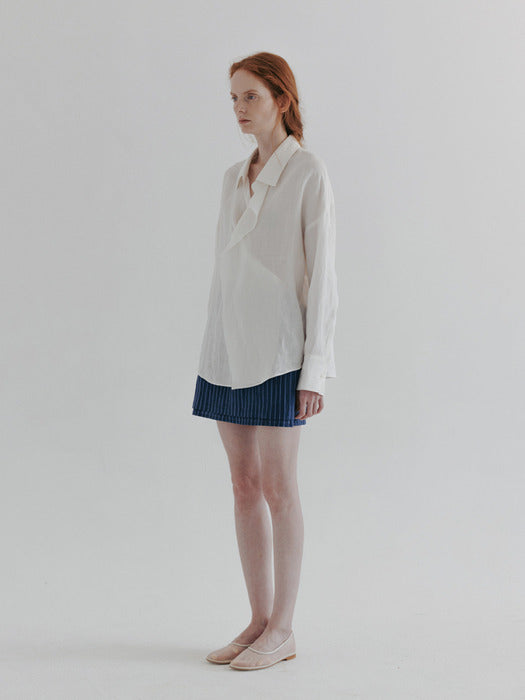 [moia] double mini skirt (blue stripe)