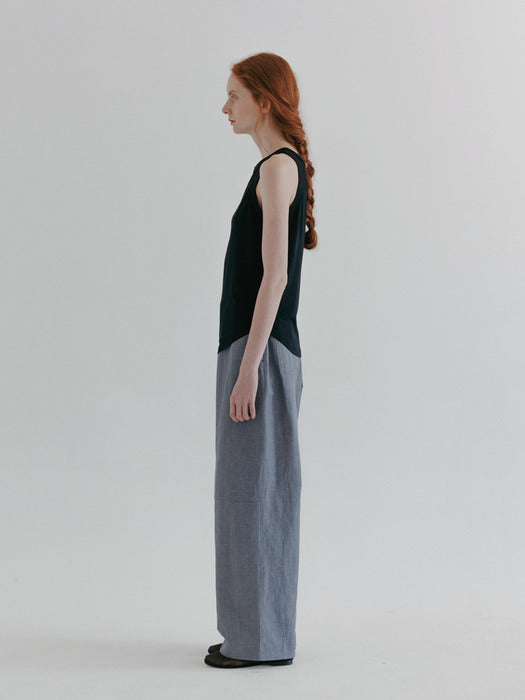 [moia] silk ribbed top (dark navy)