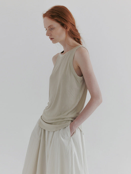 [moia] silk ribbed top (lime)