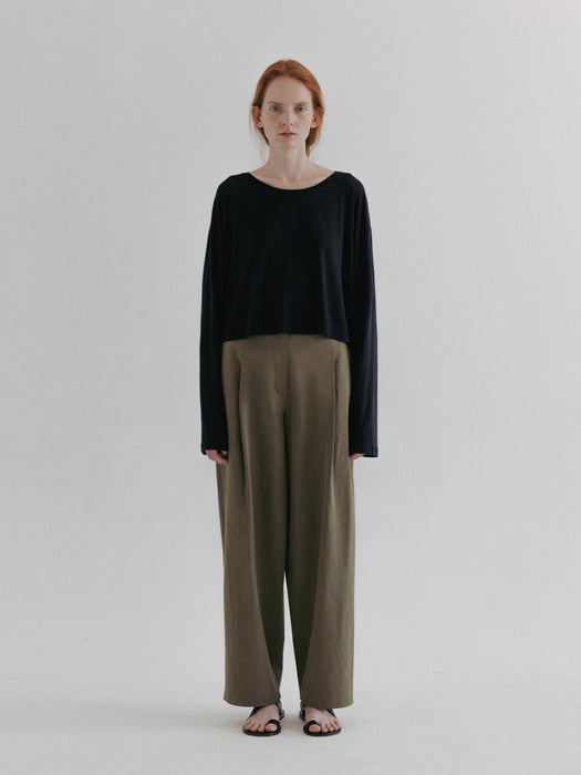 [moia] silk crop t-shirt (dark navy)