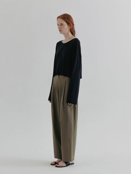 [moia] silk crop t-shirt (dark navy)