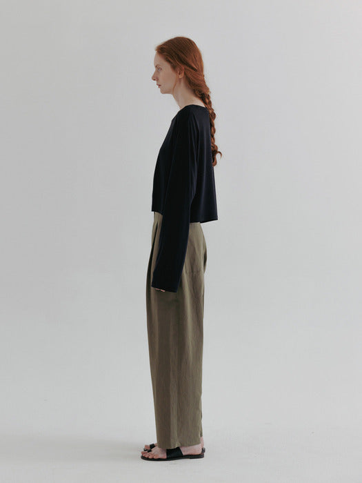 [moia] silk crop t-shirt (dark navy)