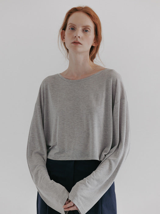 [moia] silk crop t-shirt (light gray)