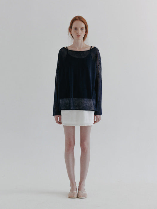 [moia] sheer linen knit (navy)