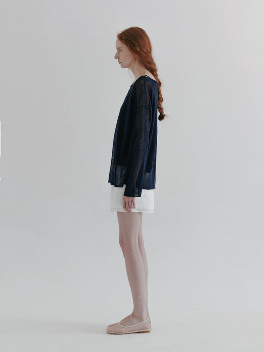 [moia] sheer linen knit (navy)