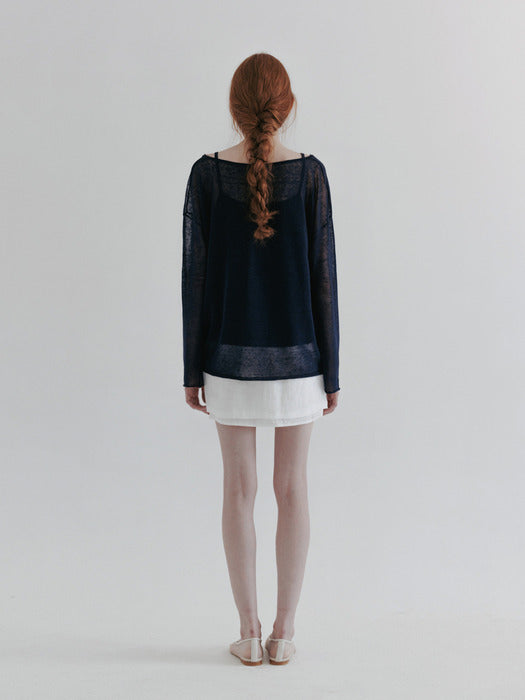 [moia] sheer linen knit (navy)
